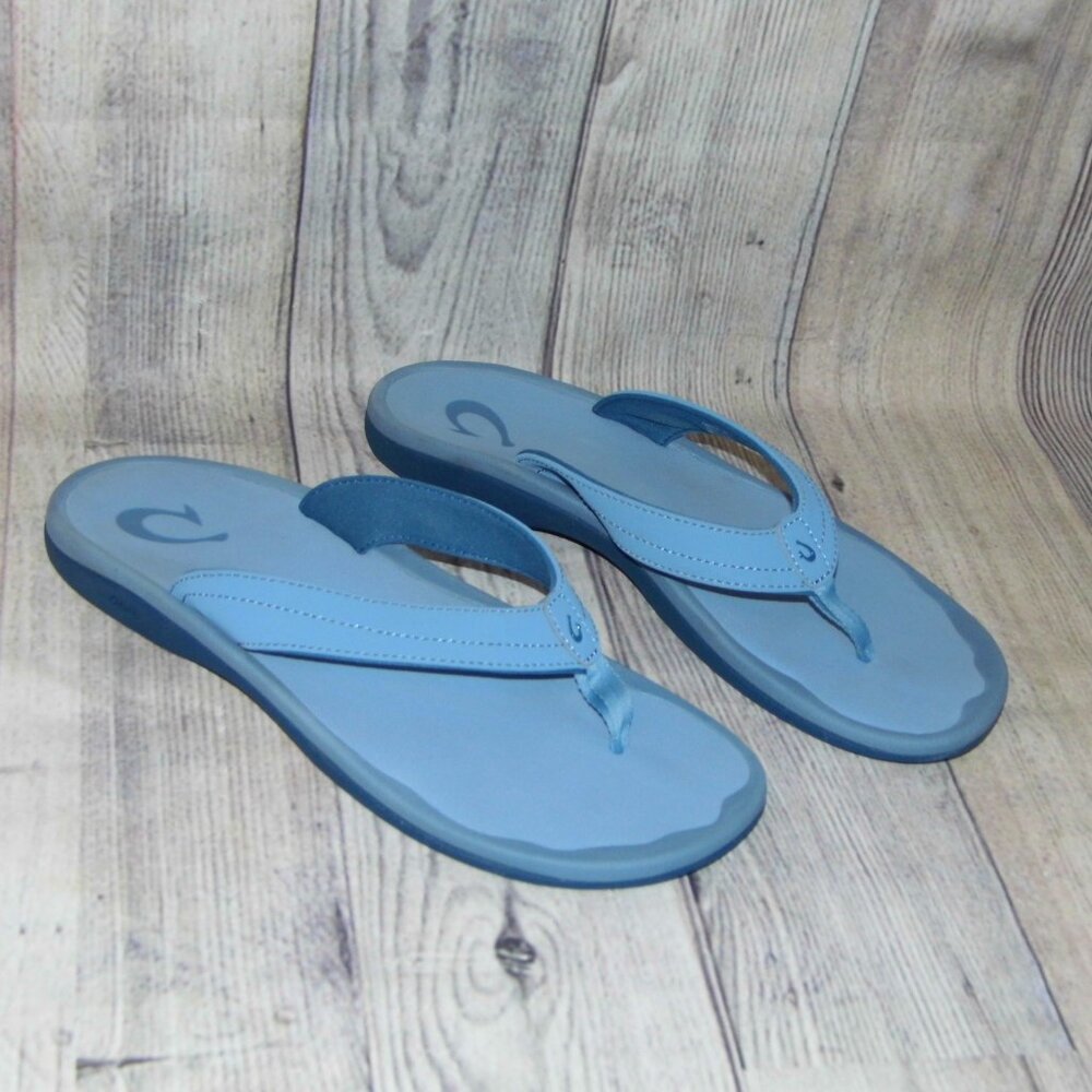 OLUKAI Ohana Trench Blue Flip Flop Sandals Womens Size 10